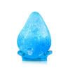 A translucent blue silicone squishy stress ball shaped like a teardrop.