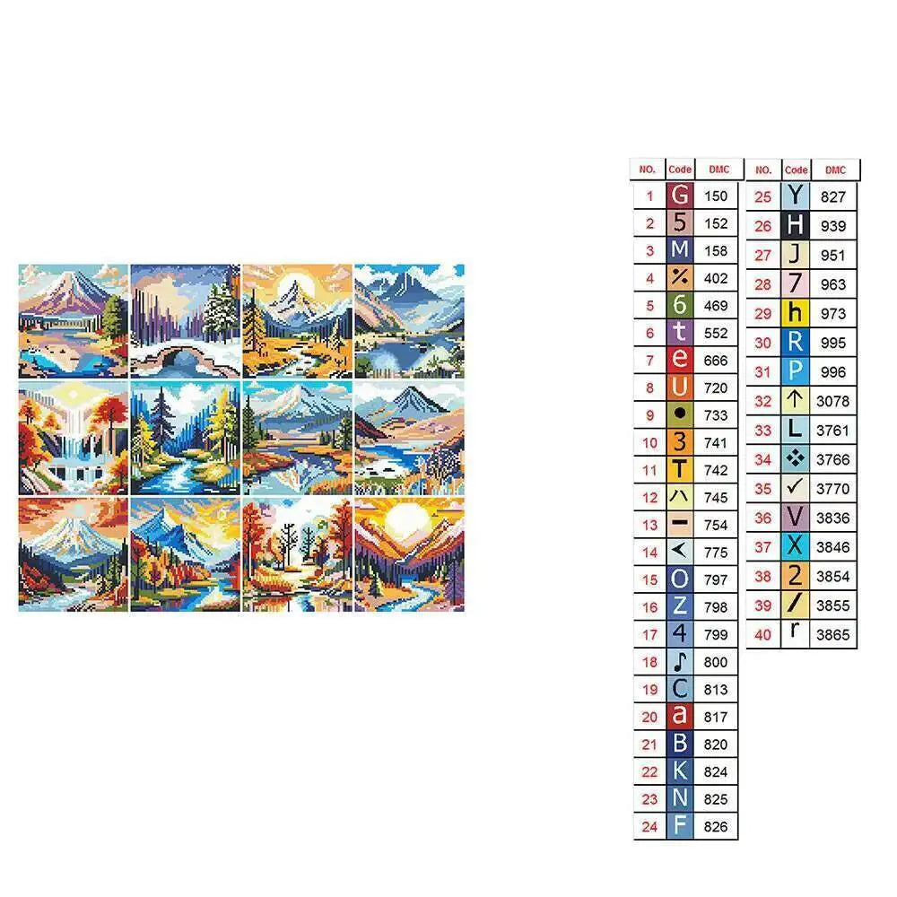 12-Piece Sunset Mountain Diamond Painting Craft Kit