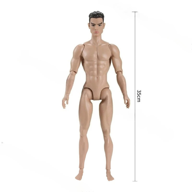 A male doll's body accessory in a tan skin tone, displayed standing upright against a white background.
