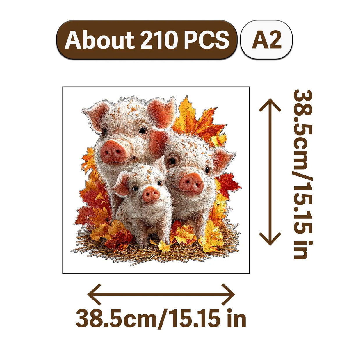 A jigsaw puzzle depicting several small pig figures in a natural setting.