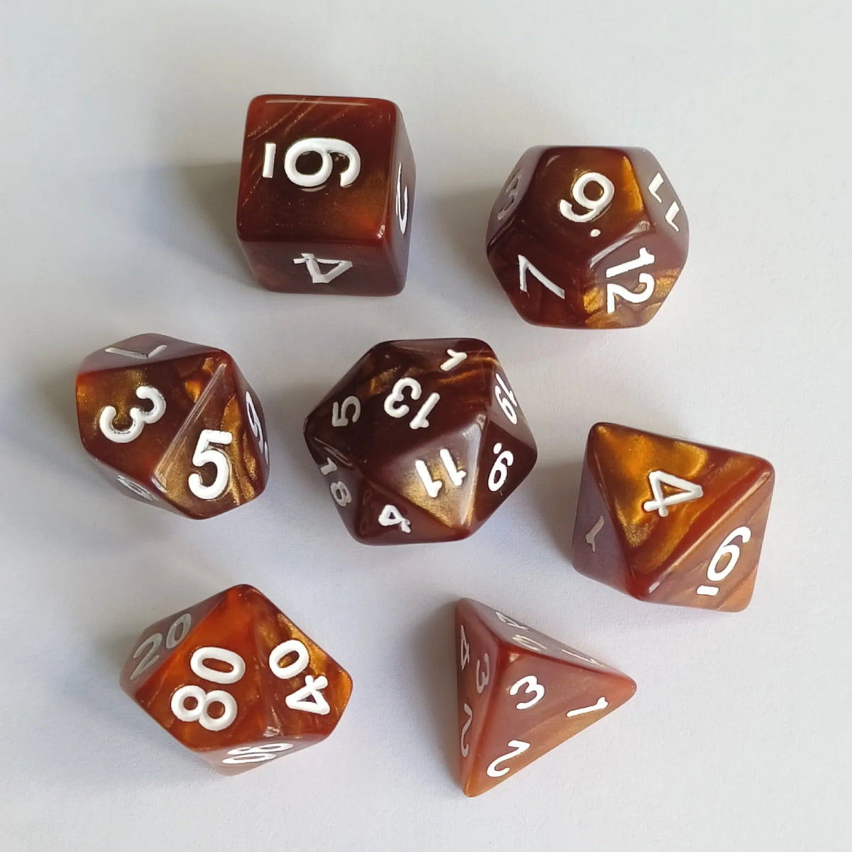 Colorful Pearl Polyhedral Dice Set for Tabletop RPGs