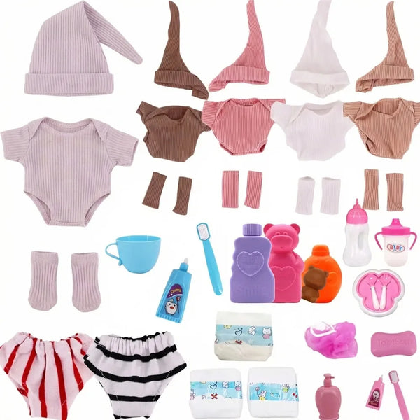 Fashion Doll Outfit Set with Hat, Jumpsuit, and Socks