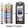 A set of 12 acrylic colors including yellow, red, green, blue, and black paints packaged for art projects.