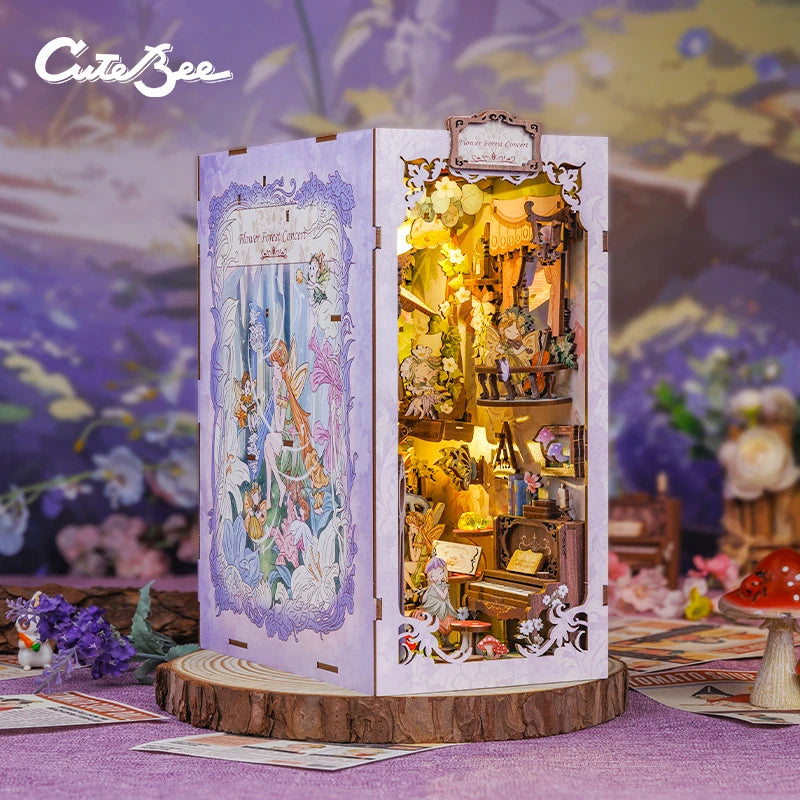 Owl Bookstore Miniature Book Nook DIY Kit with LED Lighting