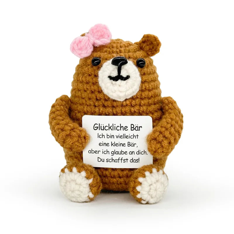 Handwoven Bear Emotional Support Doll – Cute Crochet Desk Companion