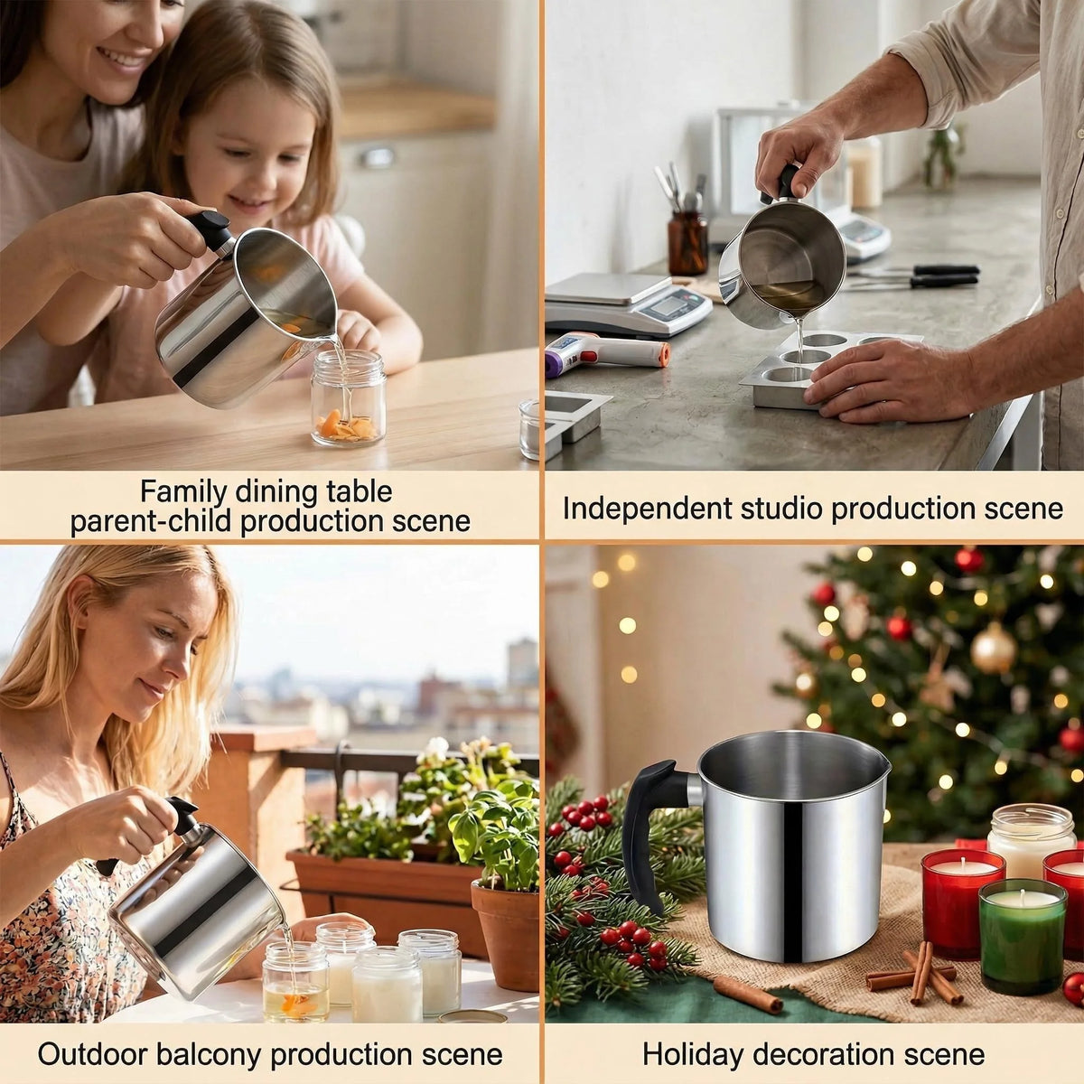 Stainless Steel Wax Melting Pitcher with Anti-Drip Spout