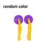 A set of two colorful play dough tools, one purple and one yellow.
