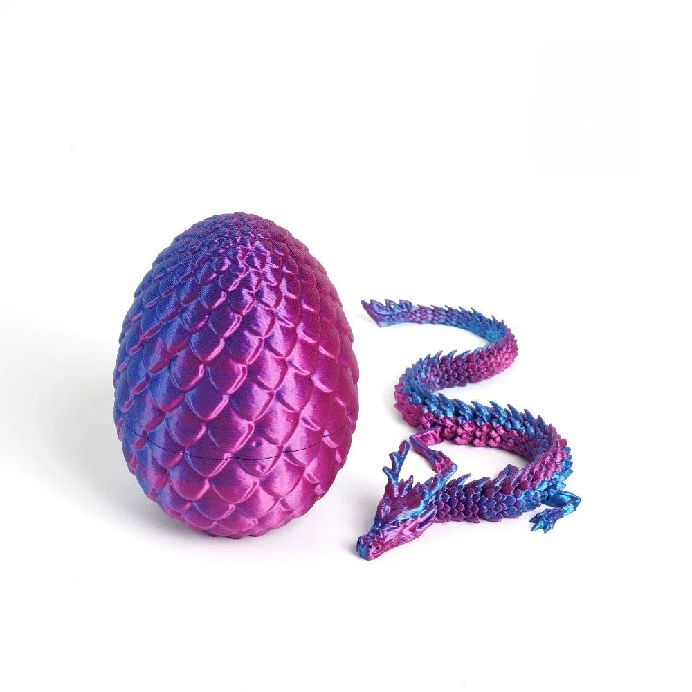 Articulated Dragon Figurine with Egg Display