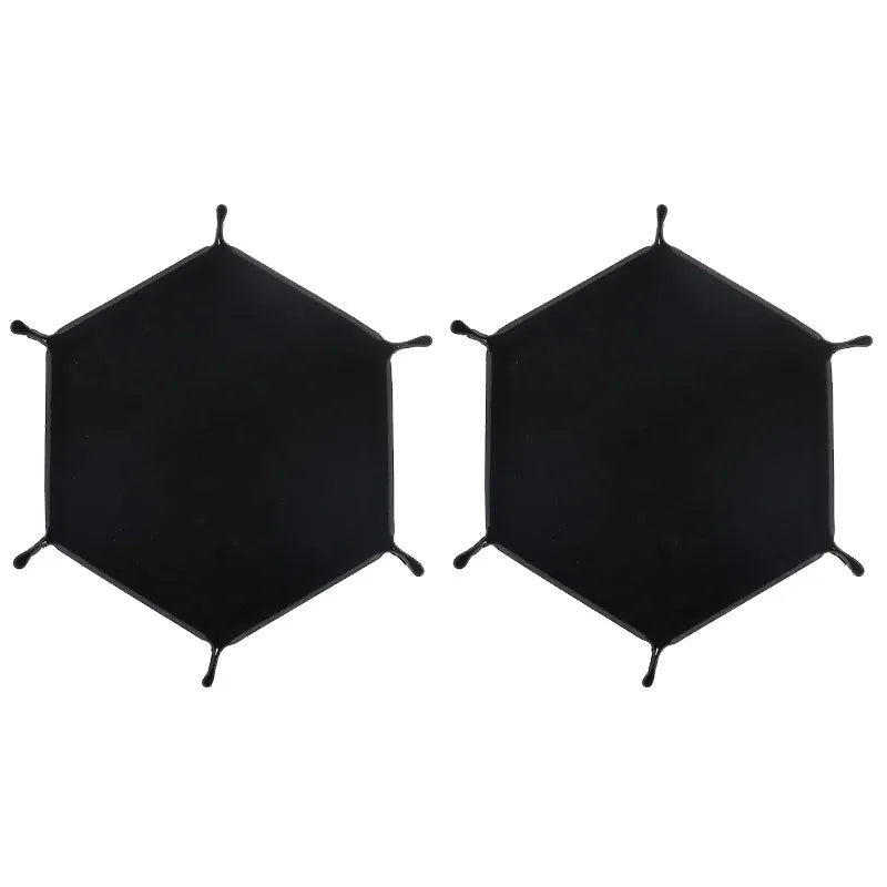 Black foldable PU leather hexagonal dice tray for tabletop games and desk organization