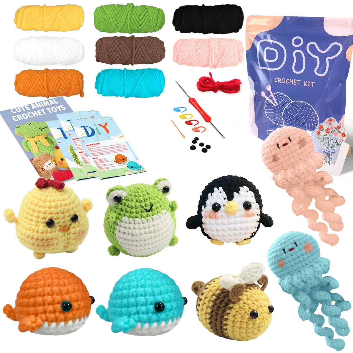 Animal Crochet Kit for Beginners – Complete Starter Set with Step-by-Step Guide