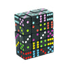 A stack of 50 black acrylic D6 dice in ten vibrant colors for board games and RPGs