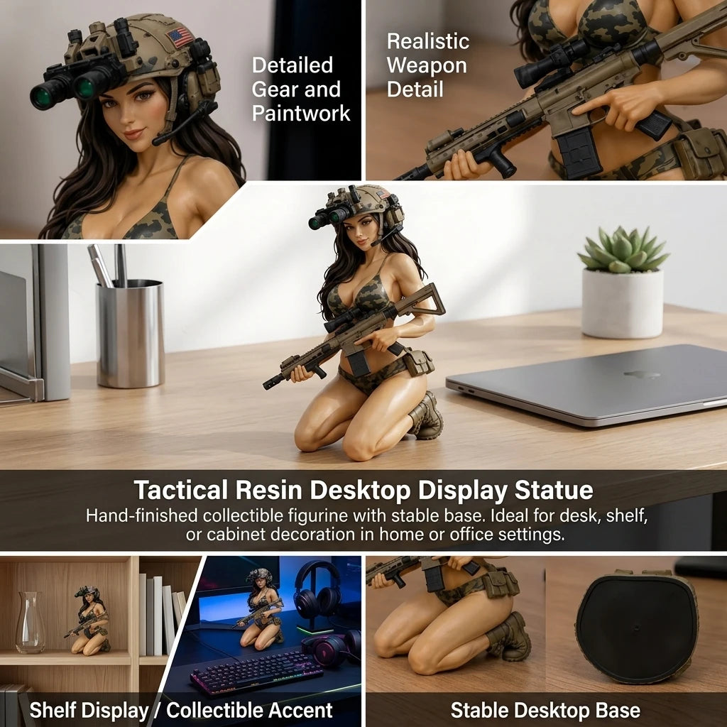 Hand-finished collectible figurine of a tactical anime girl with a stable base for desktop display