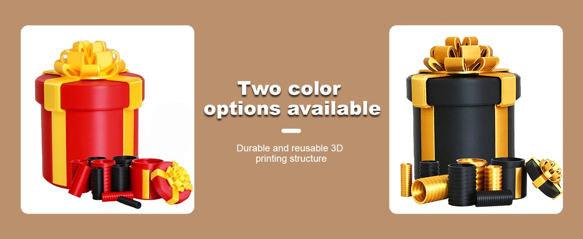 Two color options available showing a red and black nested screw gift box structure.