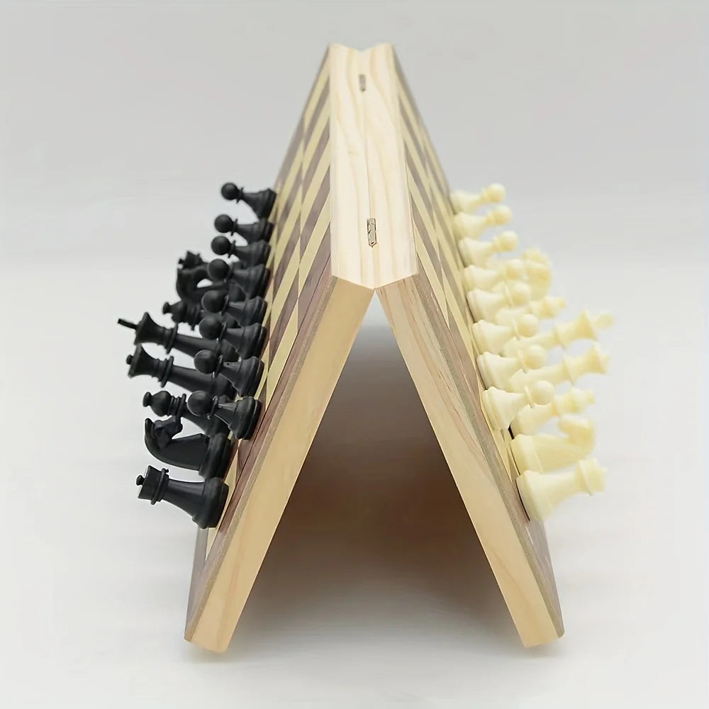 Classic Solid Wood Magnetic Folding Chess Set