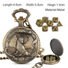 Metal Polyhedral Dice Set with Pocket Watch Case