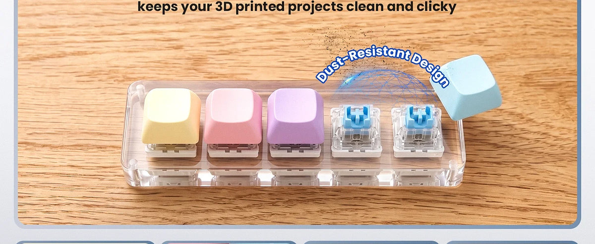 Tactile Blue Mechanical Switch Kit for 3D Printed Clickers