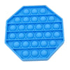A blue silicone pop bubble sensory fidget toy with a hexagonal grid pattern.