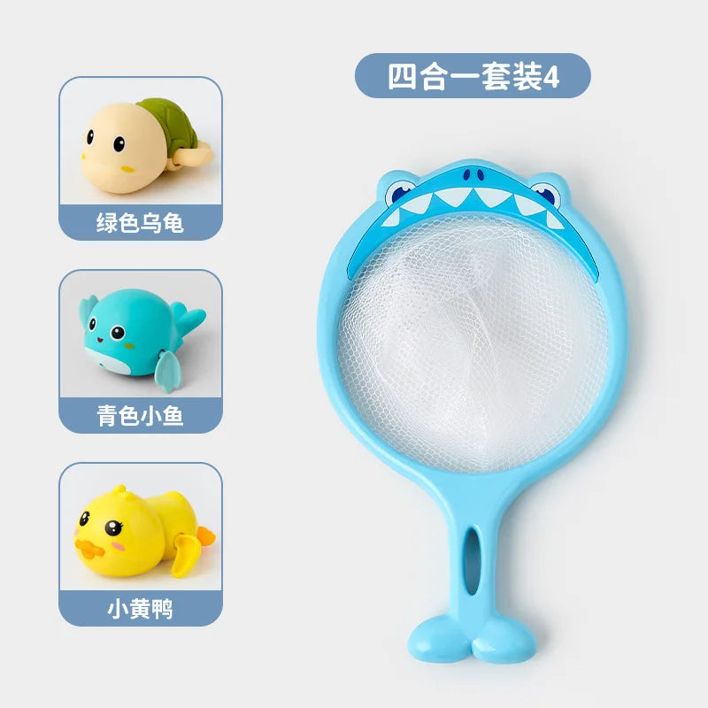 Spring-Powered Bath Toys for Kids – Cute Turtle, Duck, and Whale Water Toys