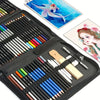 A black drawing set containing 72 professional art pens and a watercolor painting.