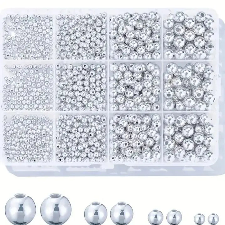 Gold & Silver Round Bead Assortment for DIY Jewelry Making