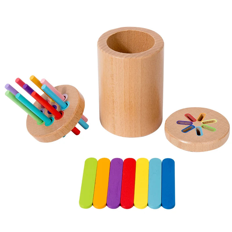 Wooden Color Sorting Toy for Toddlers – Montessori Fine Motor Skills Game
