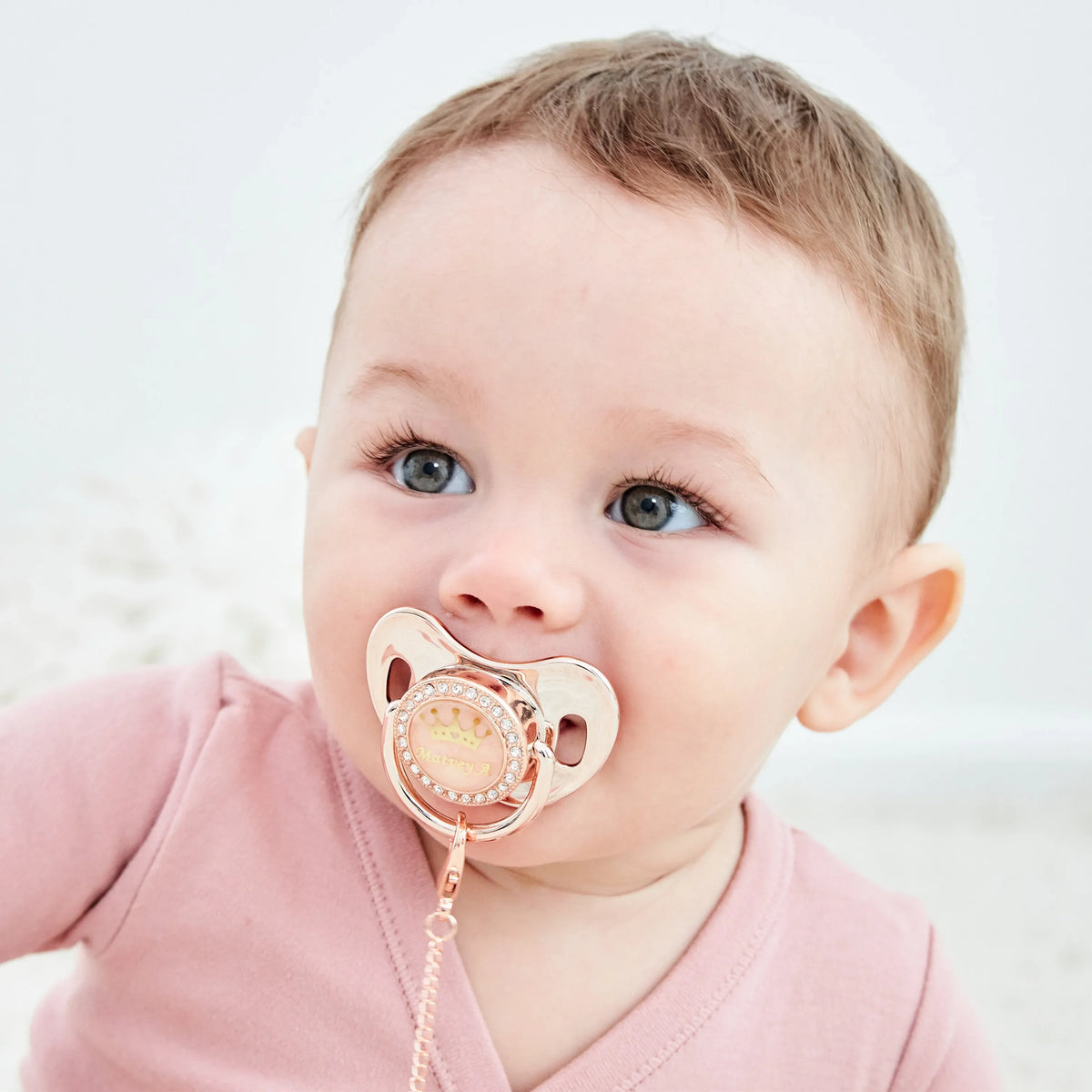 Personalized Rhinestone Pacifier & Clip Gift Set with Box