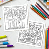 A coloring book featuring spooky scenes with cute characters and letters for adults
