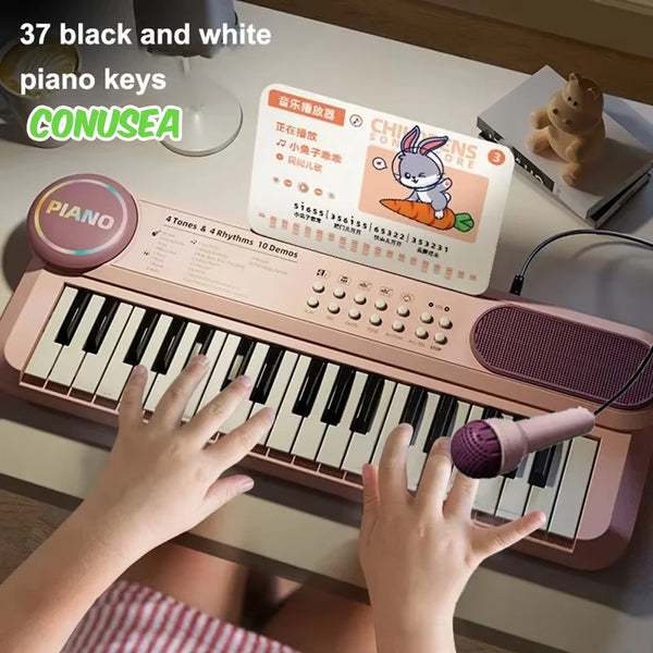 37-Key Kids Electronic Piano with Microphone and Stand