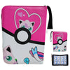 Pink and white PU leather card binder with a heart design and a cat illustration