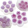 Reusable silicone petal molds in various shades of purple and lilac for crafting