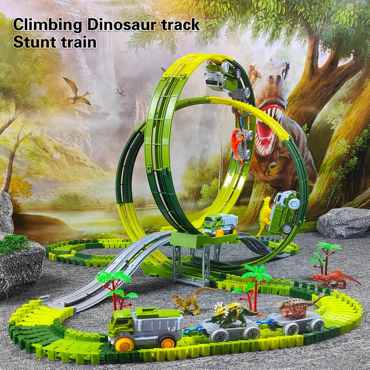 Dinosaur Climbing Track Car Set with Magic Flexi-Roads