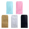 Four mini kraft paper gift bags in light blue, pink, tan, and black.