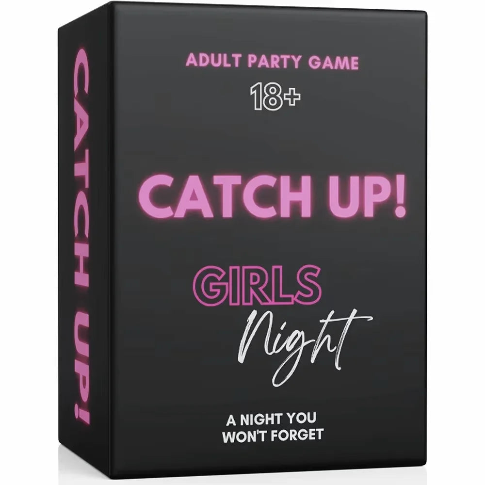 A box for the Catch Up! Girls Night game, featuring pink and black text.