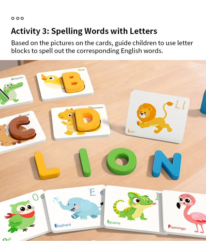 Montessori Wooden Spelling Game with Letter Matching Cards