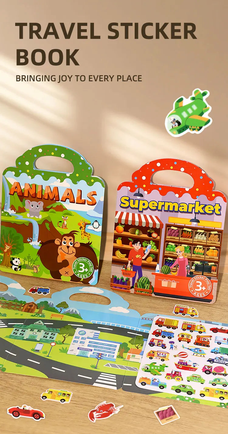 Reusable Sticker Book for Kids with Multi-Scene Bubble Jelly Stickers