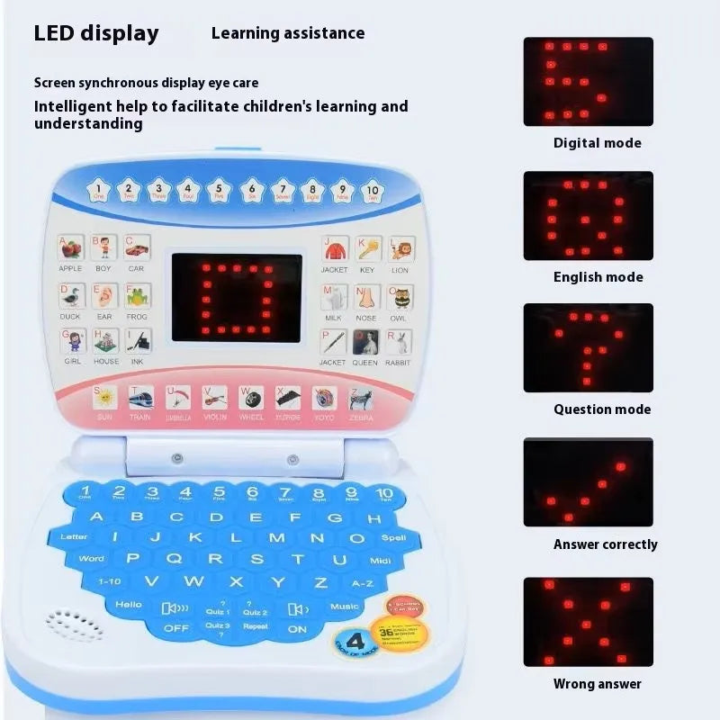 Kids Interactive Learning Laptop with LED Display and Music