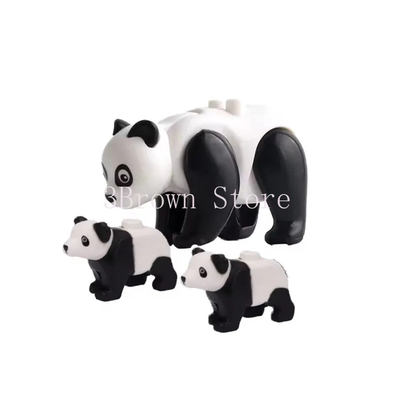 A set of six black and white African wildlife animal building blocks for kids and collectors.