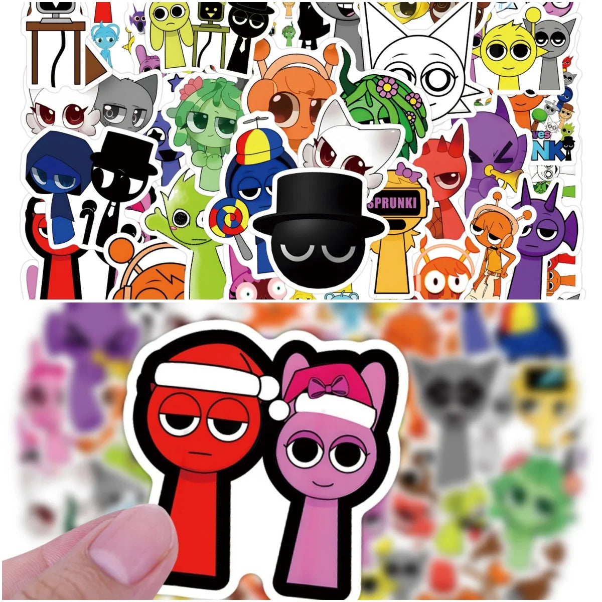 A collection of colorful decorative stickers featuring various cartoon characters and designs.