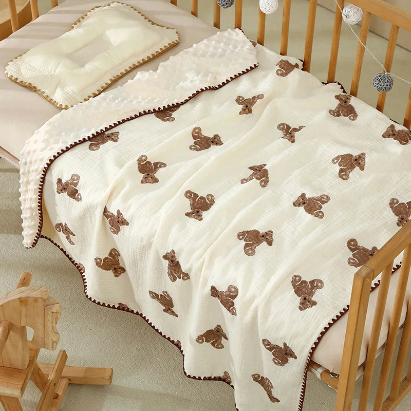 Baby Bear Print Cotton Gauze Swaddle Blanket