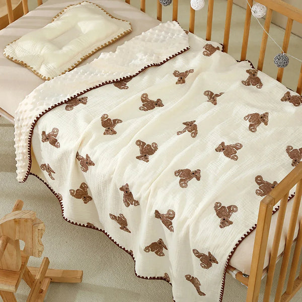 Baby Bear Print Cotton Gauze Swaddle Blanket