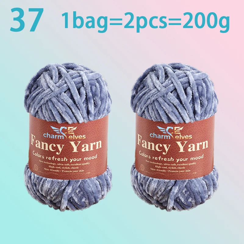 Chenille Velvet Yarn 2-Pack – Soft & Warm for Knitting and Crochet