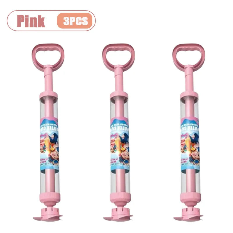 Three pink rotating water blaster toys for kids