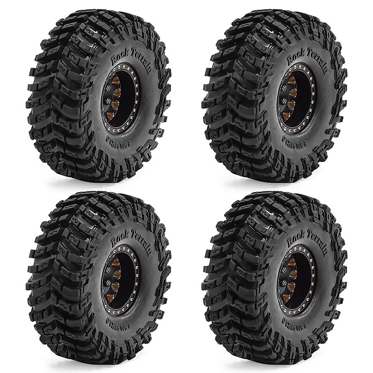Brass Beadlock Wheel & Tire Set for 1/24 & 1/18 RC Crawlers