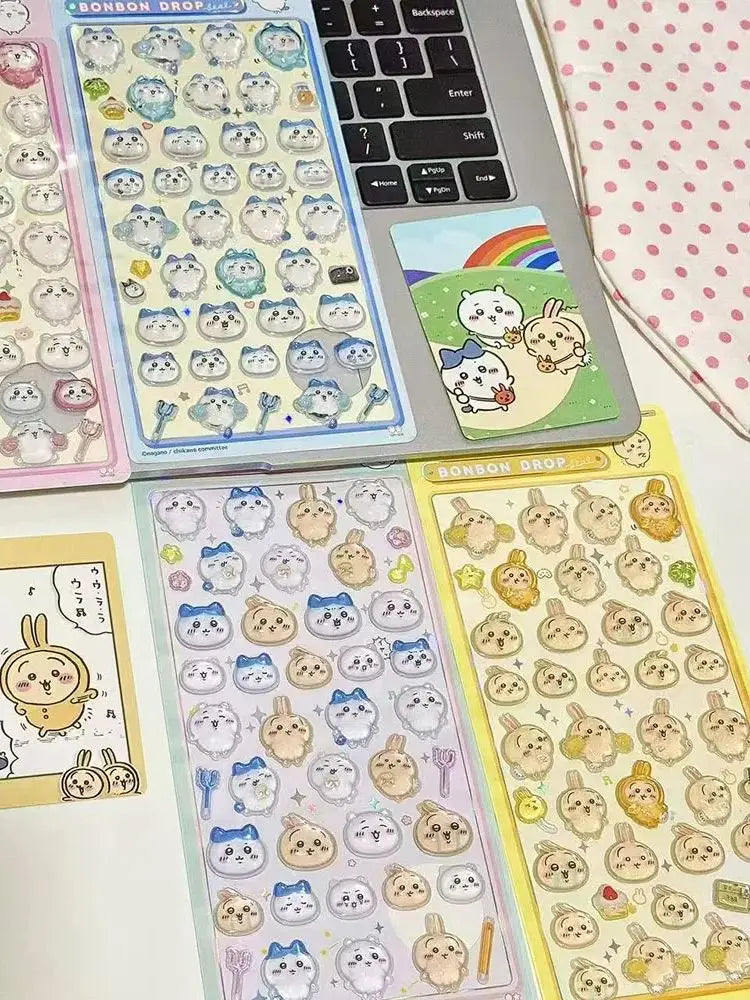 A collection of cute 3D jelly stickers featuring various cats and animals for crafting projects
