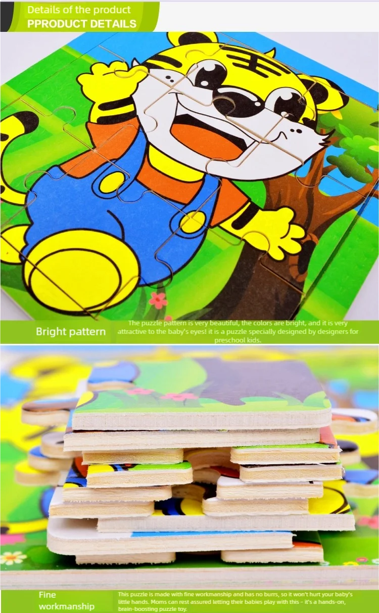 Wooden 3D Puzzle Set for Toddlers – Animal & Vehicle Jigsaw Games