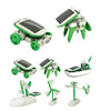 A set of six DIY solar robot kits for kids, including a wheeled robot and various other robotic designs.