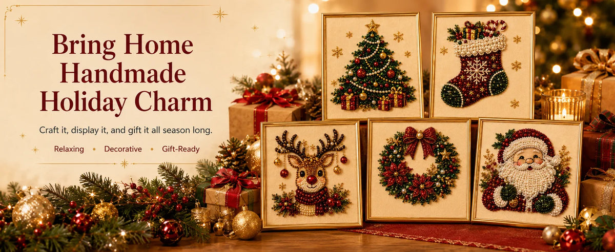 Festive Christmas Pearl Diamond Painting Kit with Frame