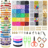 A large assortment of colorful polymer clay beads and findings for DIY jewelry making