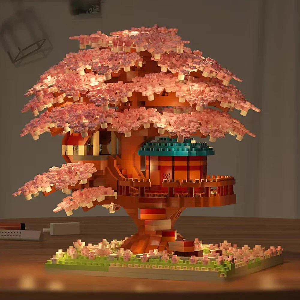 DIY Sakura Cherry Blossom Treehouse Building Kit with Warm Lights