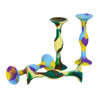 A set of colorful silicone suction cup darts featuring yellow, green, and purple marbled designs.